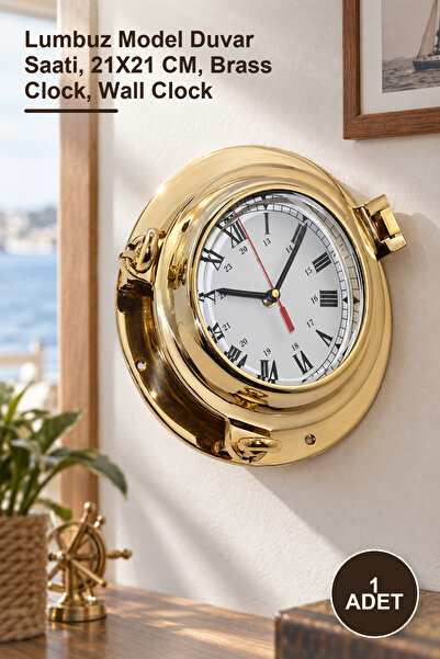 Yenilig 1 Piece Wall Hanging Brass Clock – Brass Model Wall Clock, 21X21 Cm, ...