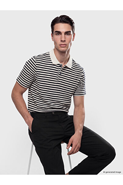 LC Waikiki Rmz Gi̇yi̇m Farkiyla Devrik Roba Yaka Çi Striped Rkek T-Shirt