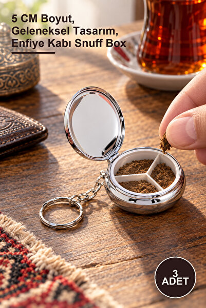 3 Adet Kabartmalı Yöresel Enfiye Kutusu – 5 CM Boyut, Geleneksel Tasarım, Enfiye Kabı Snuff Box