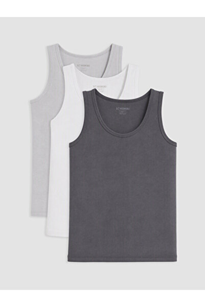 LC Waikiki Rmz Gi̇yi̇m Farkiyla Zero Roba Collar Boys' Undershirt 3-Pack