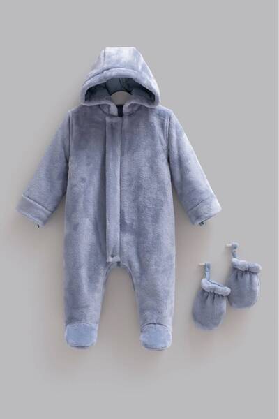 Caramell Welsoft, Kapüşonlu,Eldivenli Erkek Bebek Kışlık Tulum, 1-9 Ay
