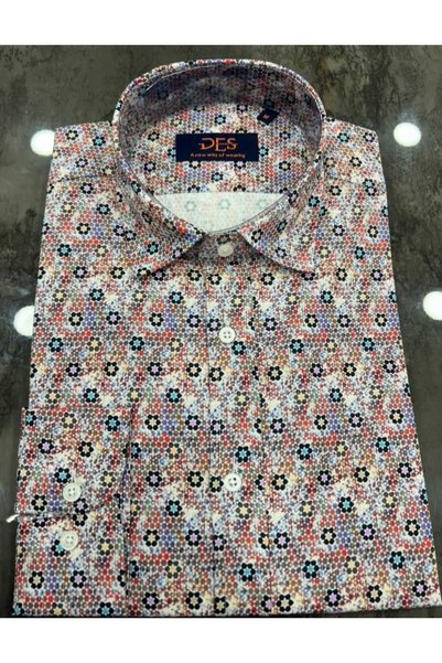 Des Regularfit Poplin Patterned Digital Print Men's Shirt 100% Cotton