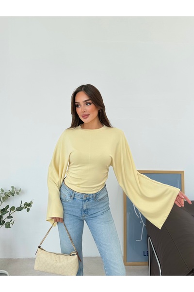 Aryesa butik Belden oturtmalı premium kalite yarasa kol bluz