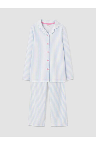 LC Waikiki Ozmarka New Season Ecru Shirt Collar Girls' Pajama Set