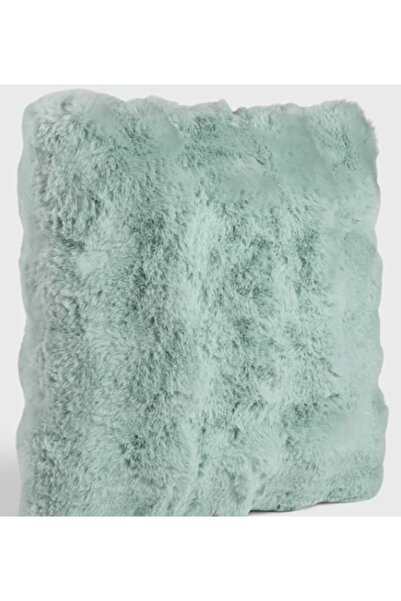 Jumbo Pernă decorativă de iarnă din blană artificială verde mentă cu model în...