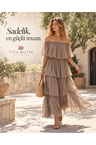 Genel Markalar Madonna yaka ipek elbise