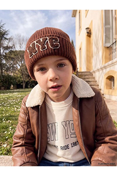 LC Waikiki Rmz Gi̇yi̇m Farkiyla Nyc Embroidered Baby Boy Knitwear Beanie