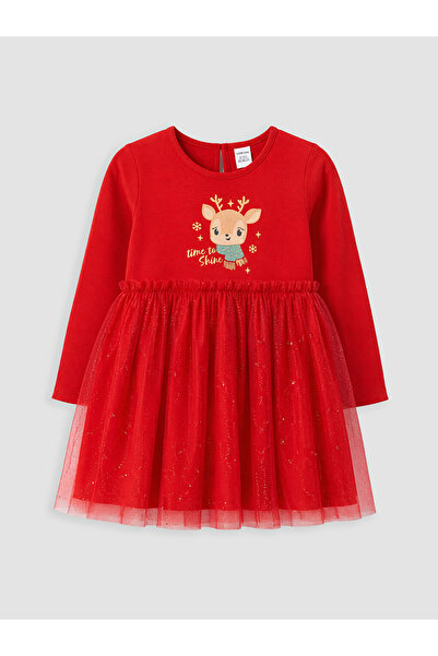 LC Waikiki I Zero Roba Yaka Printed Tulle Detail Girl's Dress from Freezen Store