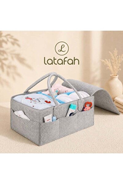 LATAFAH حقيبة و منظم حفاضات بغطاء للأطفال. واسع مزود بتقسيمات ومقابض يد سهل للتنقل وبشكل ولون مميز للخروجات