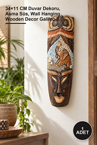 Yenilig 1 Piece Wooden Wall Hanging Sand Mask – 34×11 cm Wall Decoration, Han...