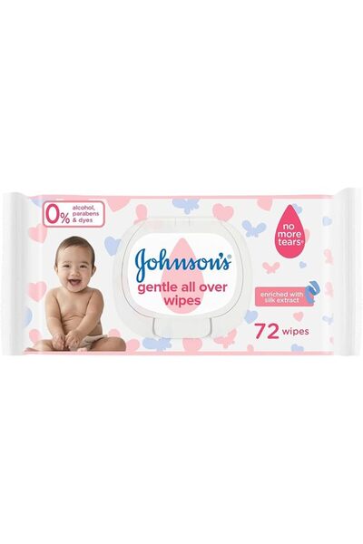 Johnson's Baby مناديل مبللة لطيفة للاستخدام الشامل، عبوة من 72 قطعة – ناعمة و...