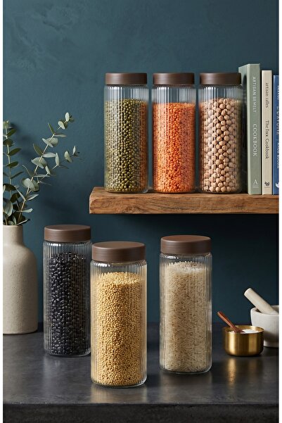 Glass&Grace 6'lLı 1500 ML Erzak Saklama Kabı | Plastik Kapaklı Mutfak Kavanoz...