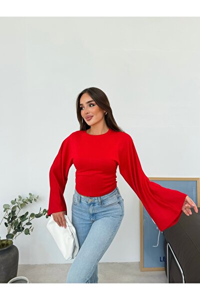 Aryesa butik Belden oturtmalı premium kalite yarasa kol bluz