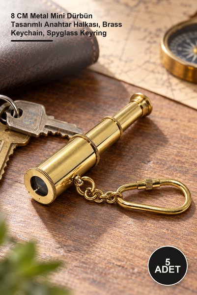 Yenilig 5 Pieces Brass Binoculars Keychain – 8 cm Metal Mini Binoculars Desig...