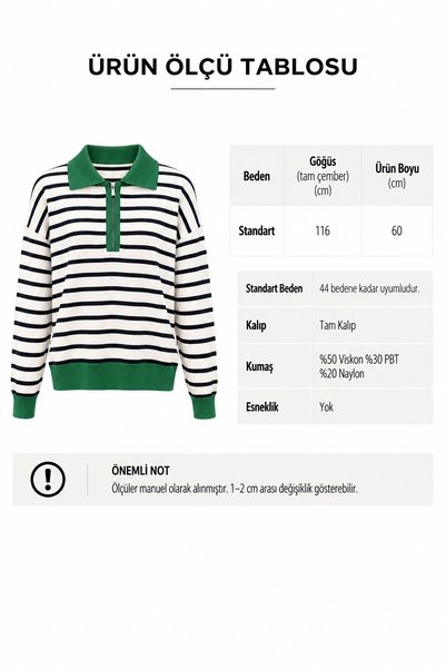 elifteke Colorful Zippered Polo Collar Blouse Green