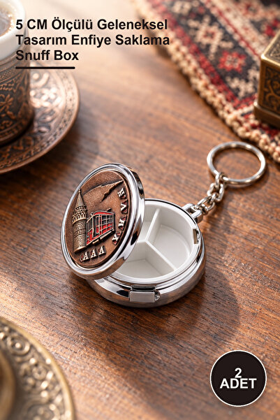 2 Adet Kabartmalı Yöresel Enfiye Kutusu – 5 CM Ölçülü Geleneksel Tasarım Enfiye Saklama Snuff Box