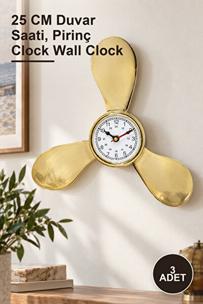 Yenilig 3 Pieces Wall Hanging Brass Clock 7418 – 25 cm Wall Clock, Brass Cloc...