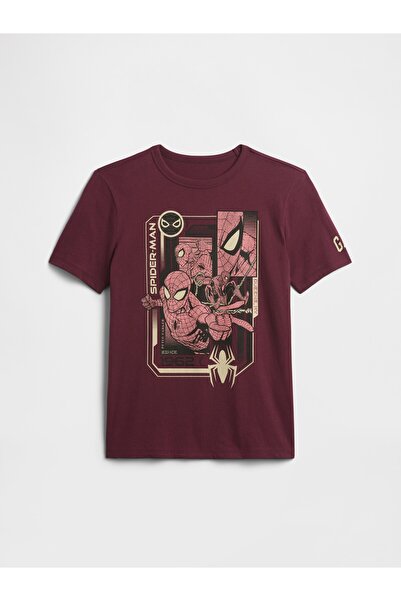GAP Erkek Çocuk Bordo Marvel Spider-Man Grafik Baskılı T-Shirt