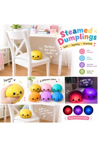SQUEEZY DUMPLING Lighted Squishy Dumpling Toy, Soft Scented Stress Relief Fid...