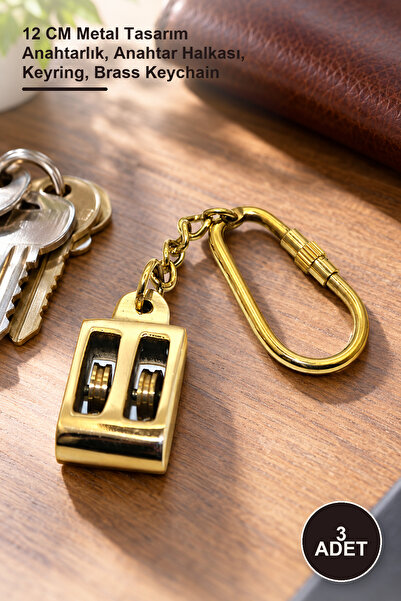 Yenilig 3 Pieces Brass Keychain 2113B – 12 cm Metal Design Keychain, Key Ring...