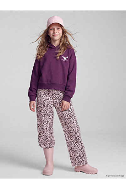 LC Waikiki Rmz Gi̇yi̇m Farkiyla Leopard Embroidered Girls' Gabardine Trousers