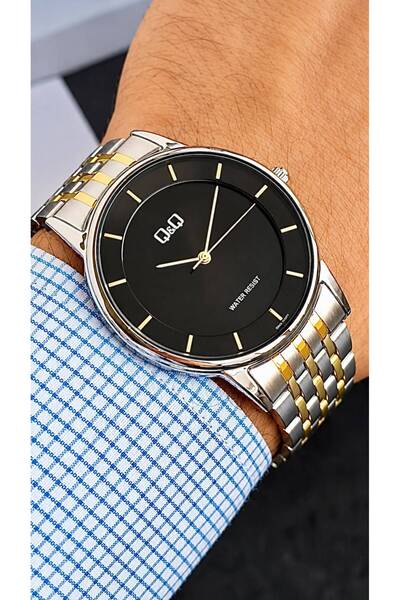 Q&Q Wedding Engagement Promise Gift Steel Band Gold Silver Color Men's Wrist ...