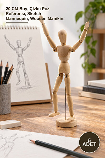 Yenilig 5 Pieces Wooden Sketch Mannequins – 20 cm Length, Drawing Pose Refere...
