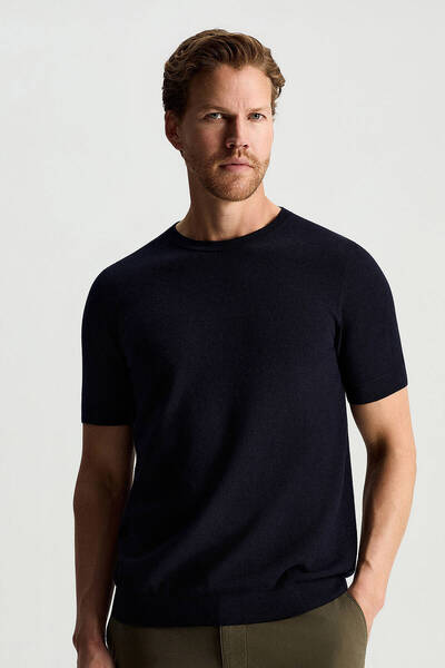 Hemington Bisiklet Yaka Saf Pamuk Lacivert Triko T-Shirt