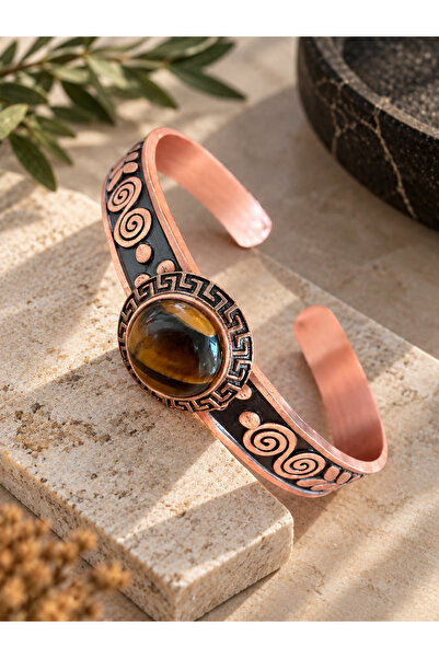 zadenza gold Pure copper bracelet natural stone handmade copper bracelet, tig...