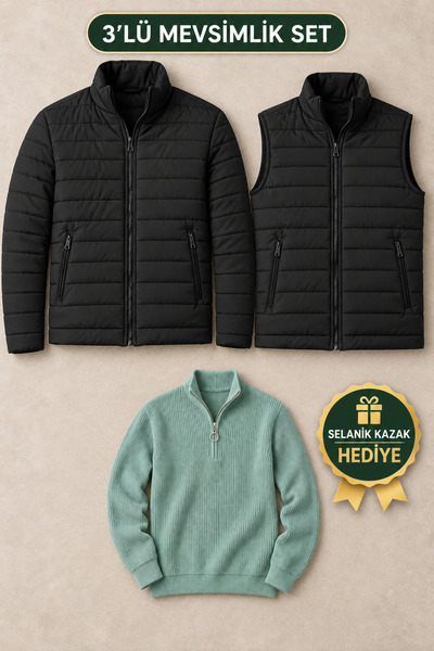 OTAKU 3-Piece Men's Seasonal Combination Pack – Quilted Jacket + Quilted Vest...