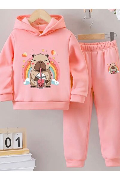 NIGRUM PARDUS Hooded Capybara Smoothie Printed 100% Cotton Sharded Pocketless...