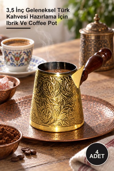 Yenilig 4 pieces coffee pot - 3.5 inch traditional turkish coffee preparation...