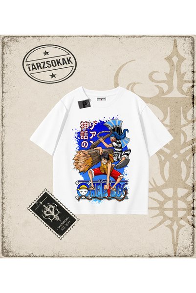 Tarzsokak One Piece Anime Characters Oversize Unisex T-Shirt White