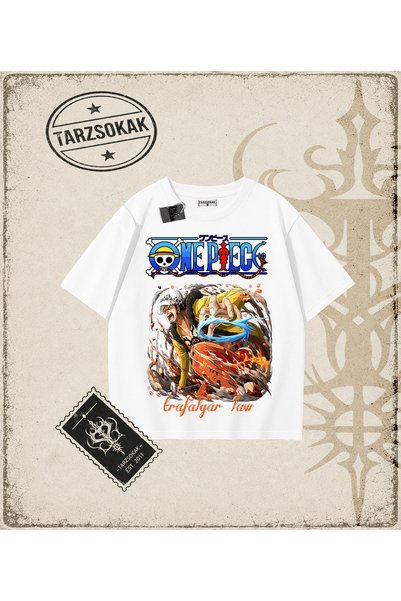 Tarzsokak One Piece Anime Characters Oversize Unisex T-Shirt White