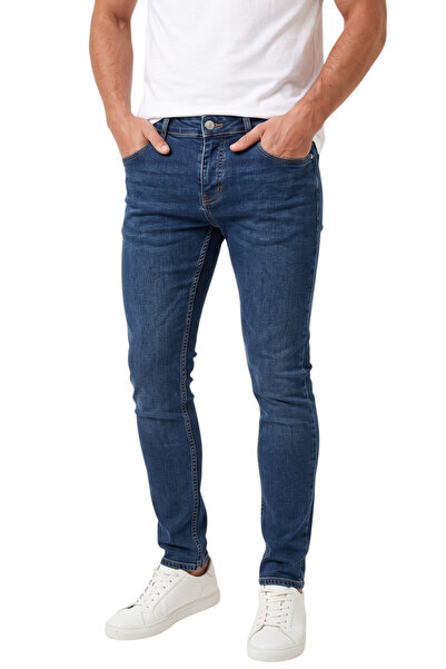 DeepSEA Men's Slim Fit 98% Cotton Lycra Stonewashed Navy Blue Jean – Flexible Skinny Leg Jeans 2608303
