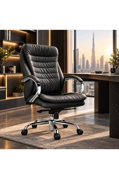 THE RED CREW TANGO-H High Back Executive Office Chair, Premium PU Leather, High-Density Foam, Chrome Armrests & Base, 5 Locking Positions, Class 3 Gas Lift, 2 Years