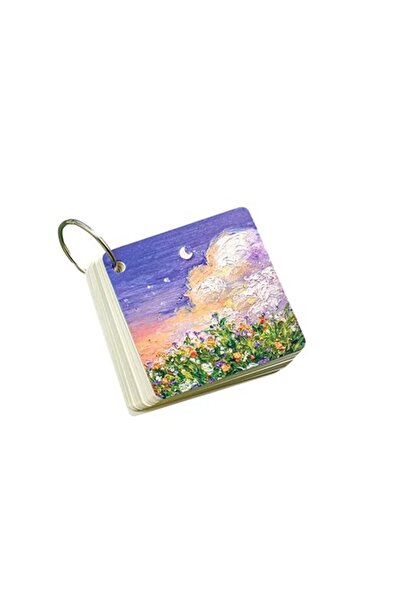Notebook دفتر جيب صغير بغلاف مزخرف بالزهور، حلقة حديدية، 80 ورقة، 7×7 سم