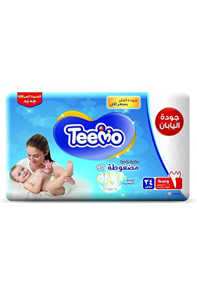 Teemo Compressed Diamond Pad, Size 3, Medium, 6-12 kg, 34 Diapers