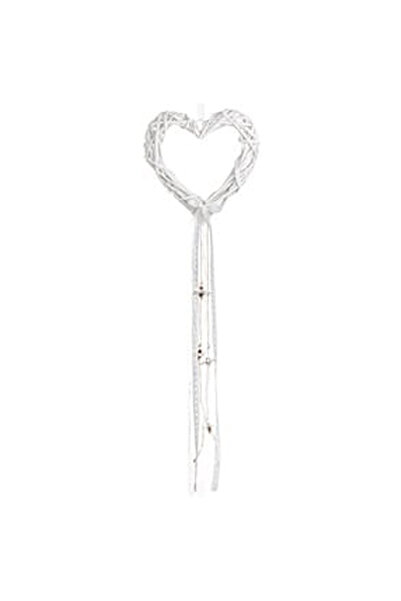 OEM White Wooden Hanging Decorative Heart with Lace & Flower String 29x4x118cm
