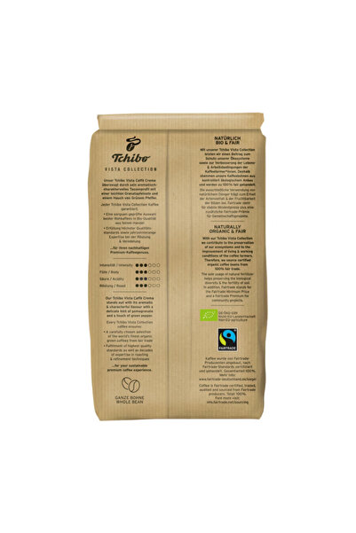 Tchibo Cafea Boabe Vista Cafe Crema Bio 100% Arabica 1 kg, Cafea Ecologica de Inalta Calitate, Aroma Bogata si Spuma Catifelata pentru Espresso si Automat
