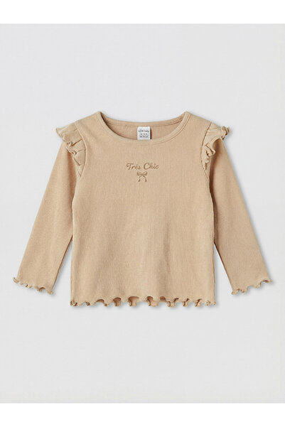LC Waikiki Rmz Gi̇yi̇m Farkiyla Ruffle Detailed Baby Girl T-Shirt