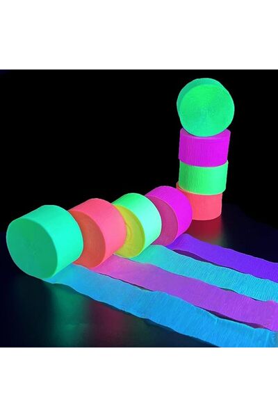 AZONEE Black Light Streamers Fluorescent Rolls Premium UV Reactive Neon Crepe...