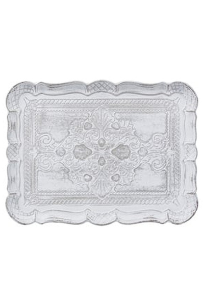 OEM Platou Decorativ de Lemn Alb Model Brushed 30x23cm