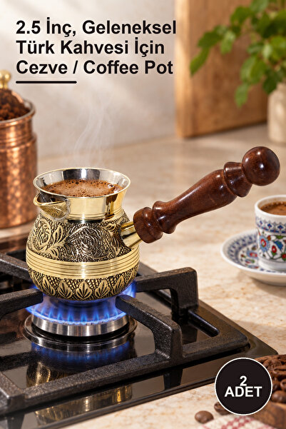 Yenilig 2 pieces brass coffee pot - 2.5 inches, coffee pot / coffee pot for t...