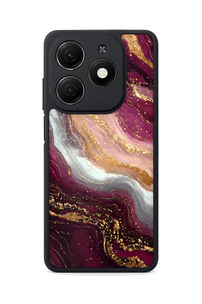 TECNO Spark 20 Compatible Burgundy Marble Patterned Camera Protected Shockpro...