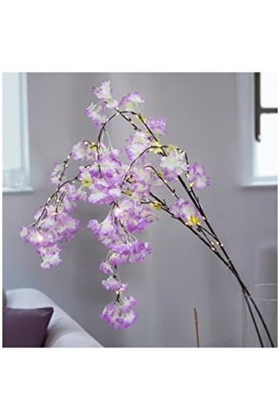OEM Ramuri Decorative cu Flori Artificiale Lila & 80 de Becuri LED 135cm - 2buc