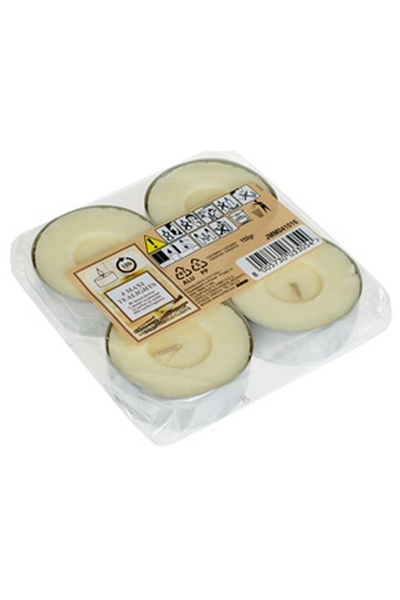 OEM Lumanare tip Pastila Ecru cu Aroma de Vanilie Ø5.5x2cm - 4buc
