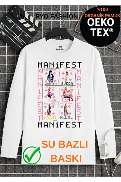 RYO FASHİON Μακρυμάνικο μπλουζάκι με σχέδιο manifest powder pink zoktay mina ...