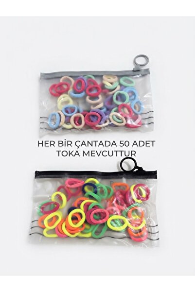 takitokadükkanım 50 Adet Renkli Mini Kumaş Lastik Toka Seti - Fermuarlı Sakla...