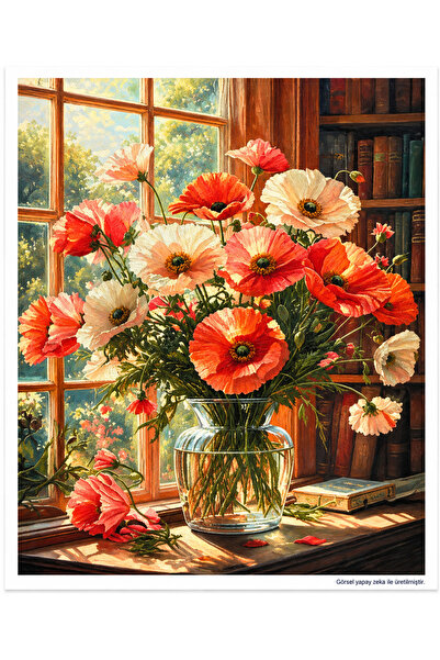 HOBBY MOOD Gelincik Çiçekleri 5D Diamond Painting - Elmas Mozaik Tablo Boyama...